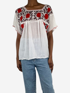 Nili Lotan White floral embroidered top - size XS