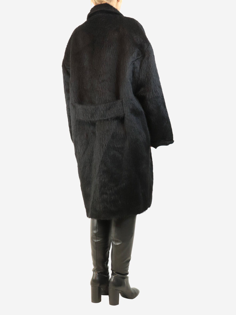 Black shaggy alpaca coat - size UK 12 Coats & Jackets Raey 