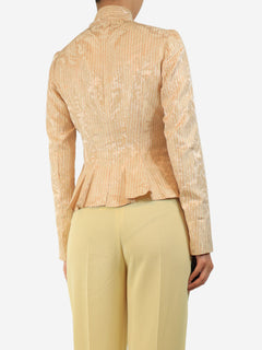 Orange and cream striped silk blouse - size UK 10