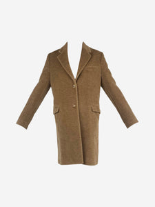 Toteme Brown tailored wool teddy coat - size UK 6