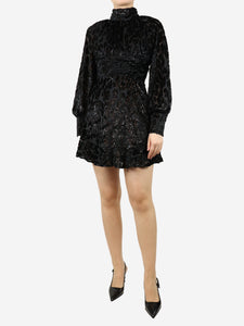 Rebecca Vallance Black velvet lurex mini dress - size UK 8