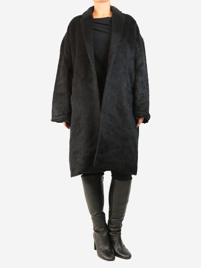 Black shaggy alpaca coat - size UK 12 Coats & Jackets Raey 