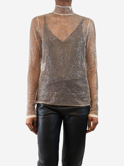 Gold diamante long sleeve top - size UK 6 Tops Prada 