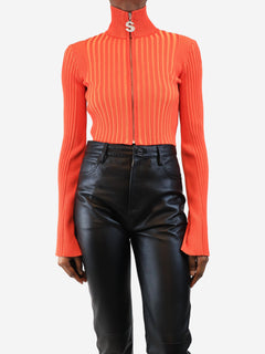 Orange ribbed cropped cardigan - size XS Knitwear Simon Miller 