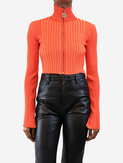Orange ribbed cropped cardigan - size XS Knitwear Simon Miller 
