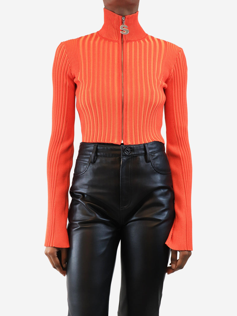 Orange ribbed cropped cardigan - size XS Knitwear Simon Miller 