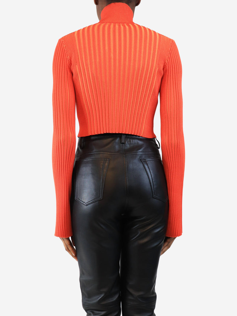 Orange ribbed cropped cardigan - size XS Knitwear Simon Miller 