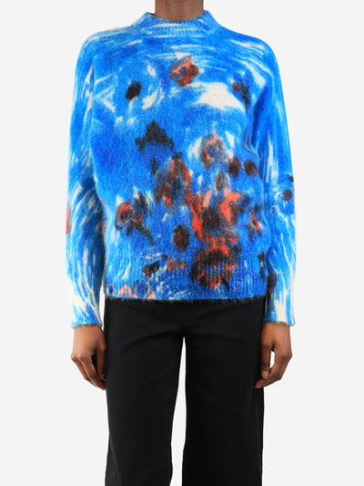 Blue mohair abstract print jumper - size UK 4 Knitwear Prada 