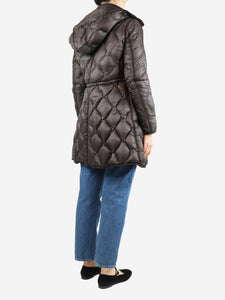 Moncler Brown quilted hooded coat - size UK 12