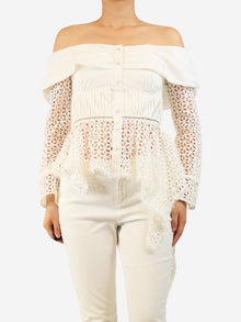 White broderie anglaise off shoulder top - size UK 10 Tops self-portrait 