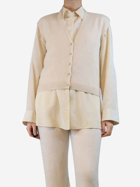 Cream cashmere button-down knit vest - size S product image