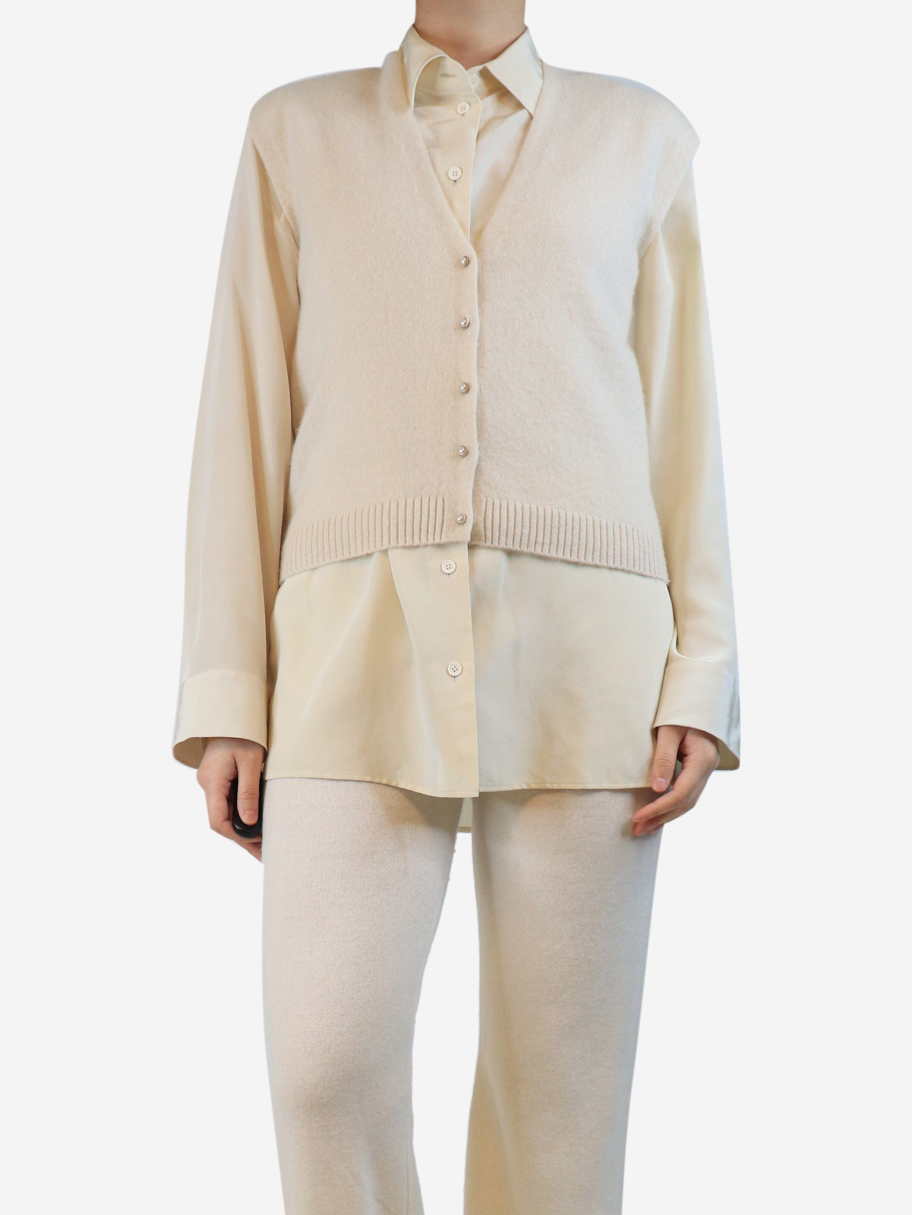 Cream cashmere button-down knit vest - size S Knitwear ME+EM 