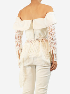 White broderie anglaise off shoulder top - size UK 10
