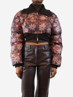 Brown cropped floral puffer jacket - size UK 8 Coats & Jackets Jacquemus 