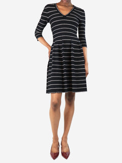 Black and white v-neck mini dress - size UK 4 Dresses Alaia 