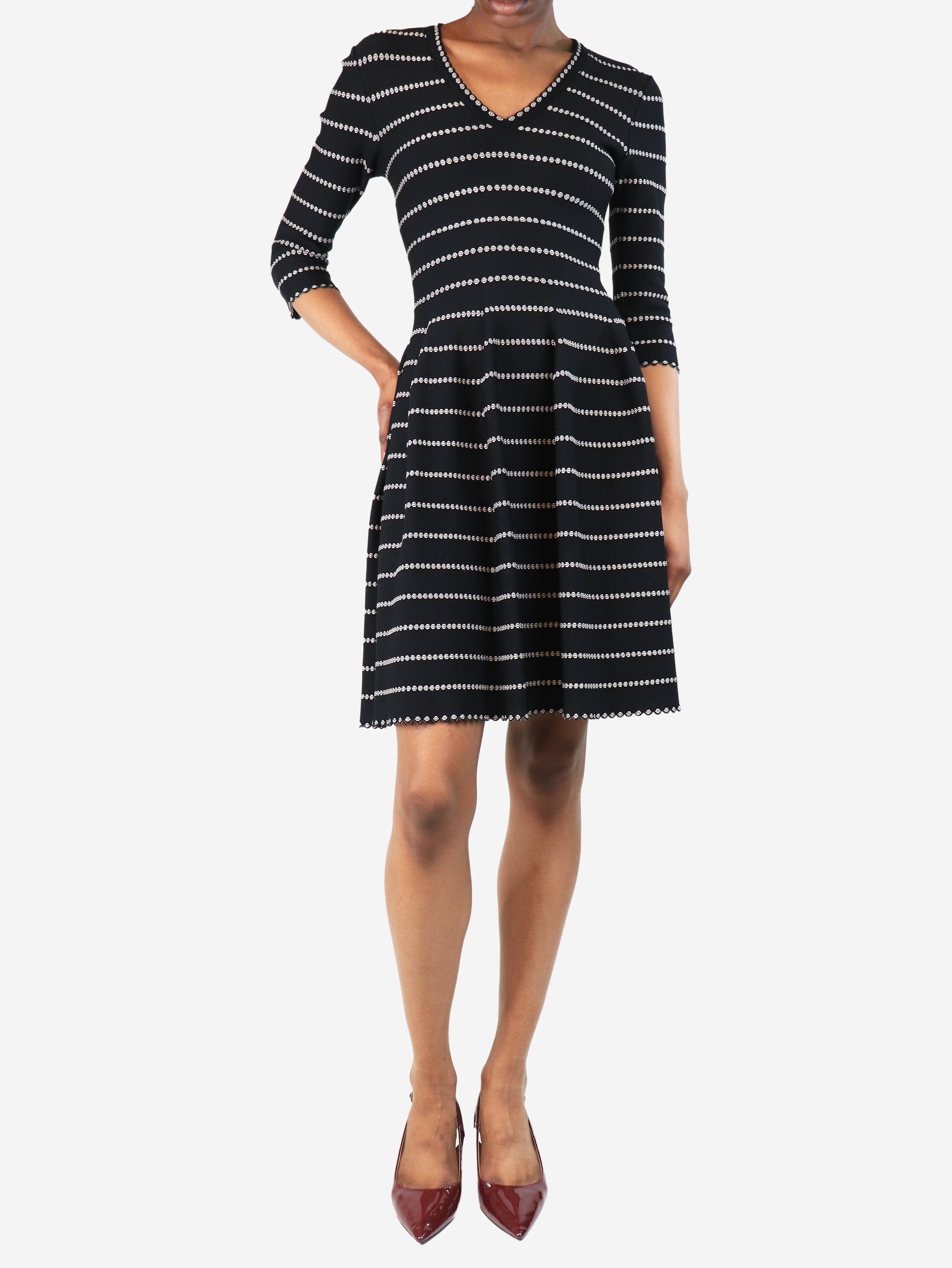 Black and white v-neck mini dress - size UK 4 Dresses Alaia 