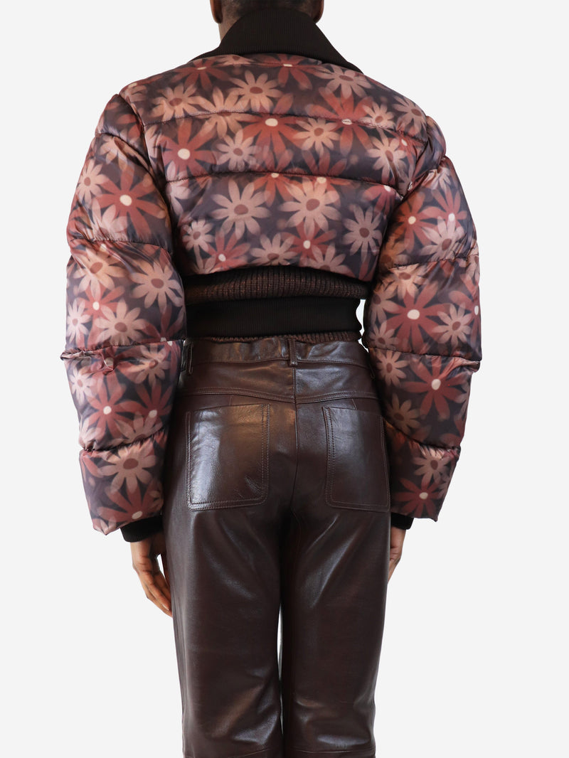 Brown cropped floral puffer jacket - size UK 8 Coats & Jackets Jacquemus 