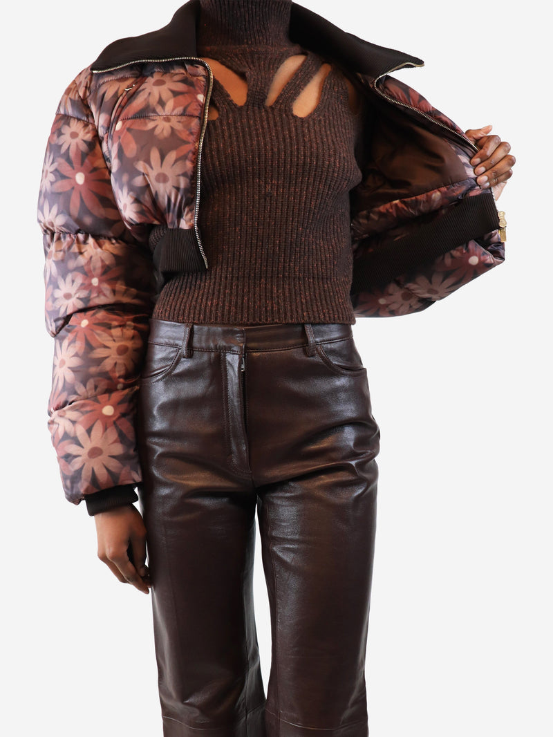 Brown cropped floral puffer jacket - size UK 8 Coats & Jackets Jacquemus 