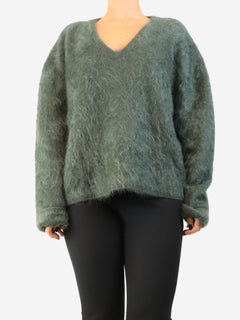 Green mohair knit cashmere sweater - size S Knitwear Lisa Yang 