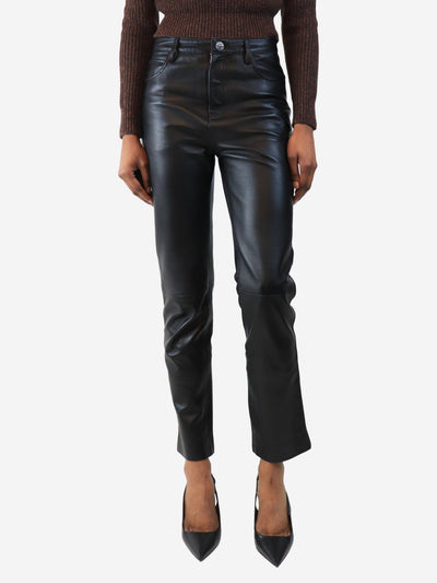 Black leather panel tousers - size UK 8 Trousers Sandro 