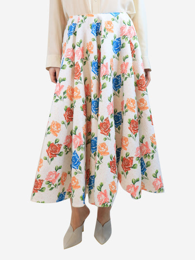 White floral A-line midi skirt - size UK 12 Skirts Emilia Wickstead 