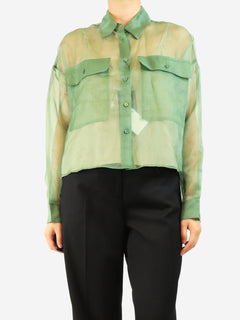 Green sheer silk shirt - size UK 10