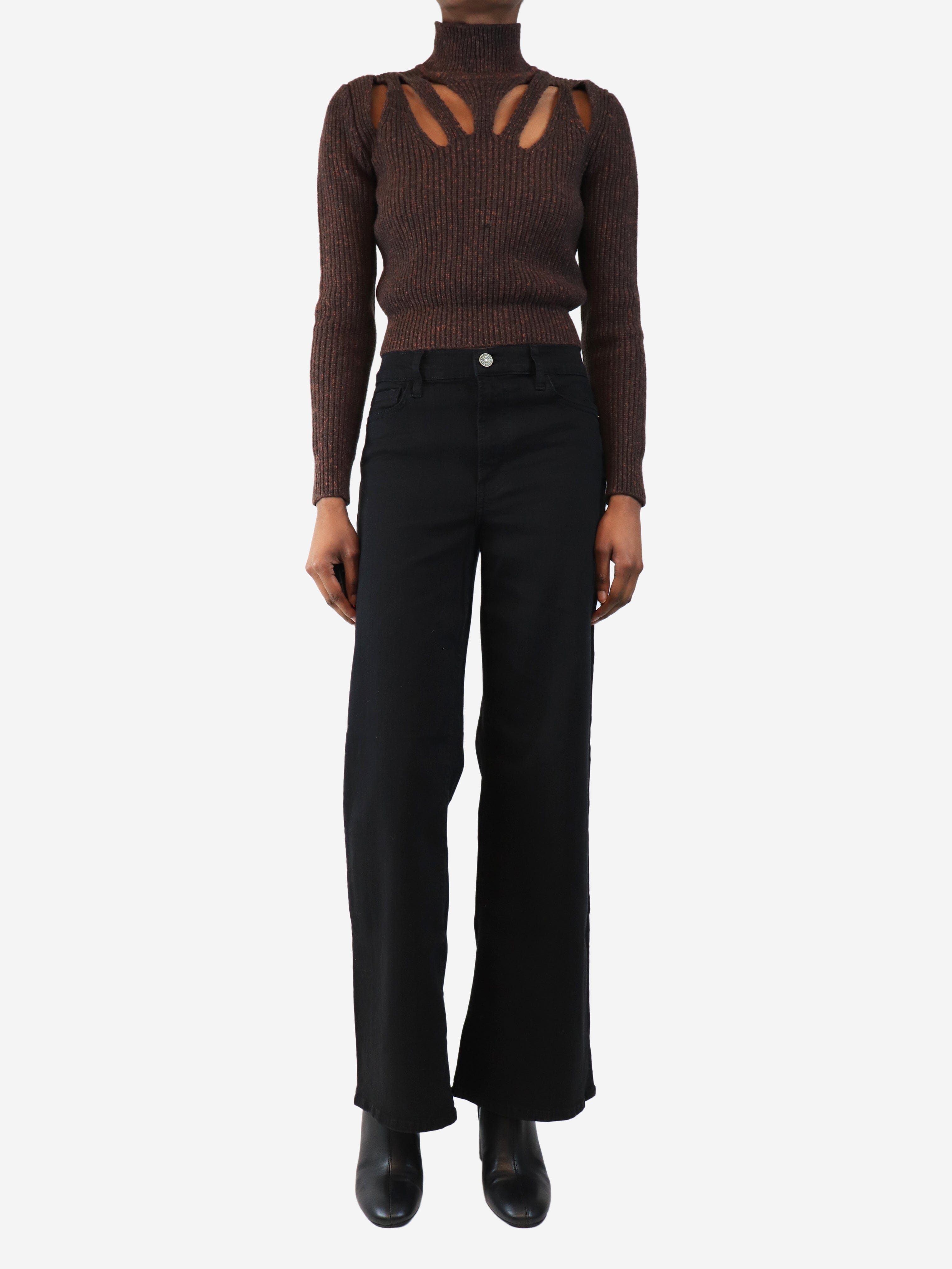 Black Le Slim Palazzo wide-leg jeans - size UK 10 Trousers Frame 