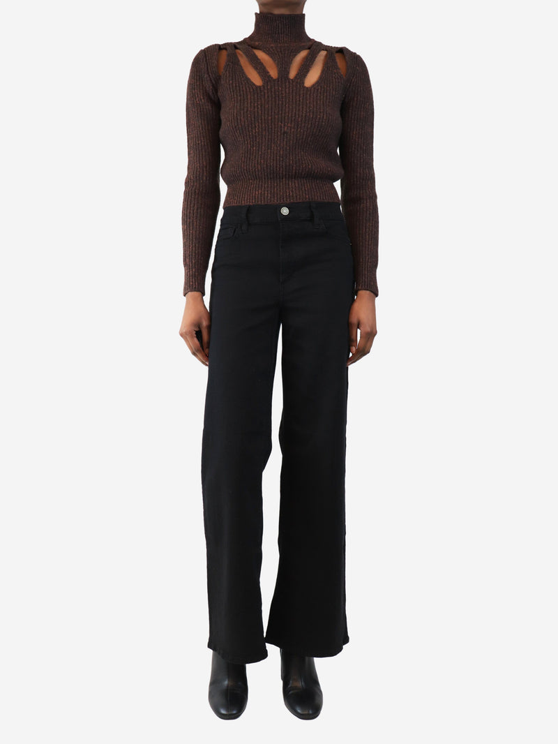 Black Le Slim Palazzo wide-leg jeans - size UK 10 Trousers Frame 