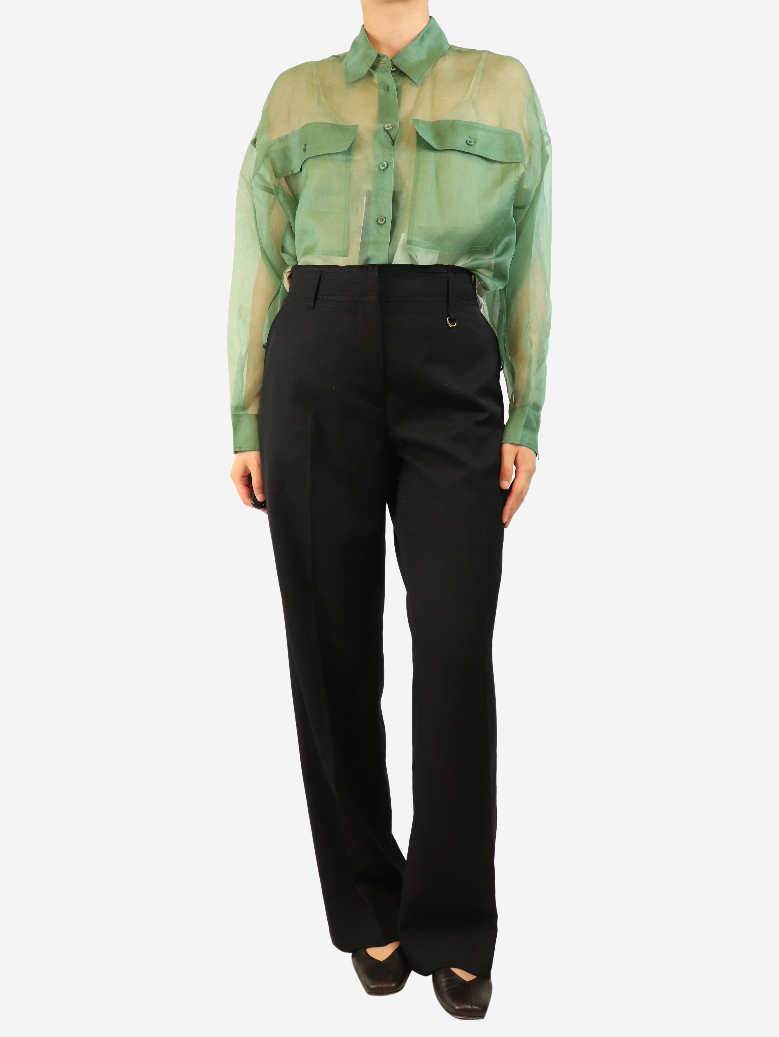 Black wide leg trousers - size UK 10