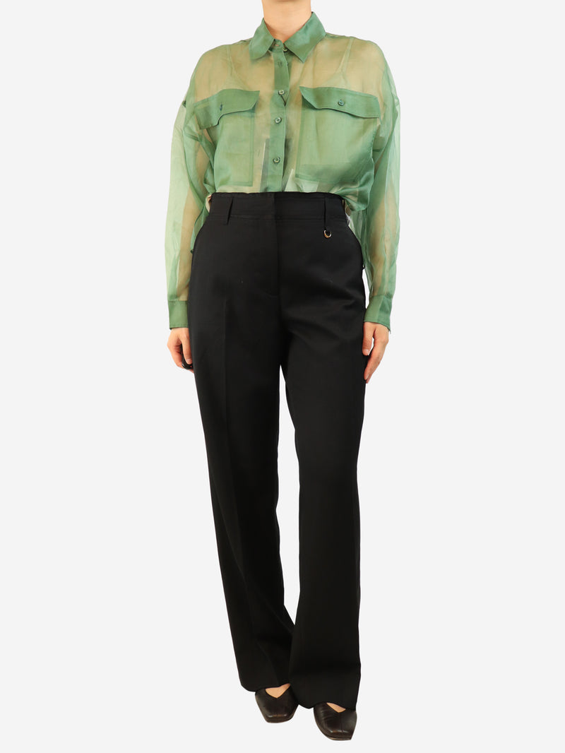 Black wide leg trousers - size UK 10