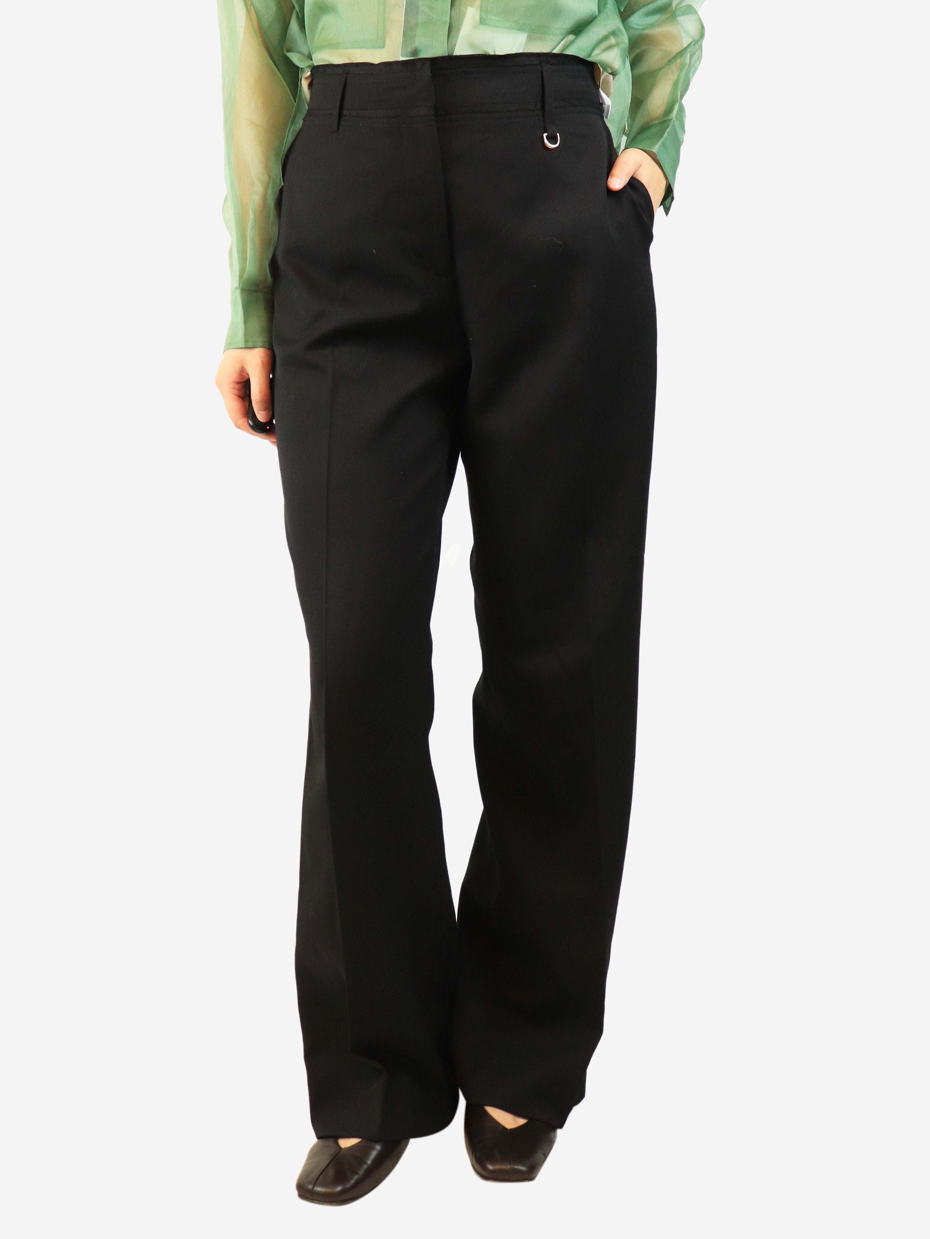 Black wide leg trousers - size UK 10