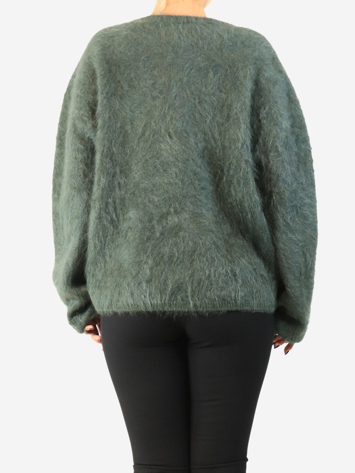Green mohair knit cashmere sweater - size S Knitwear Lisa Yang 