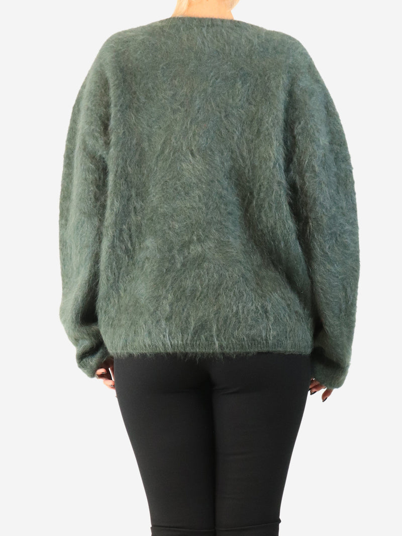 Green mohair knit cashmere sweater - size S Knitwear Lisa Yang 