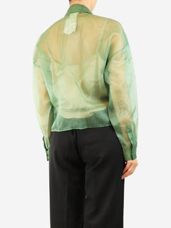 Green sheer silk shirt - size UK 10