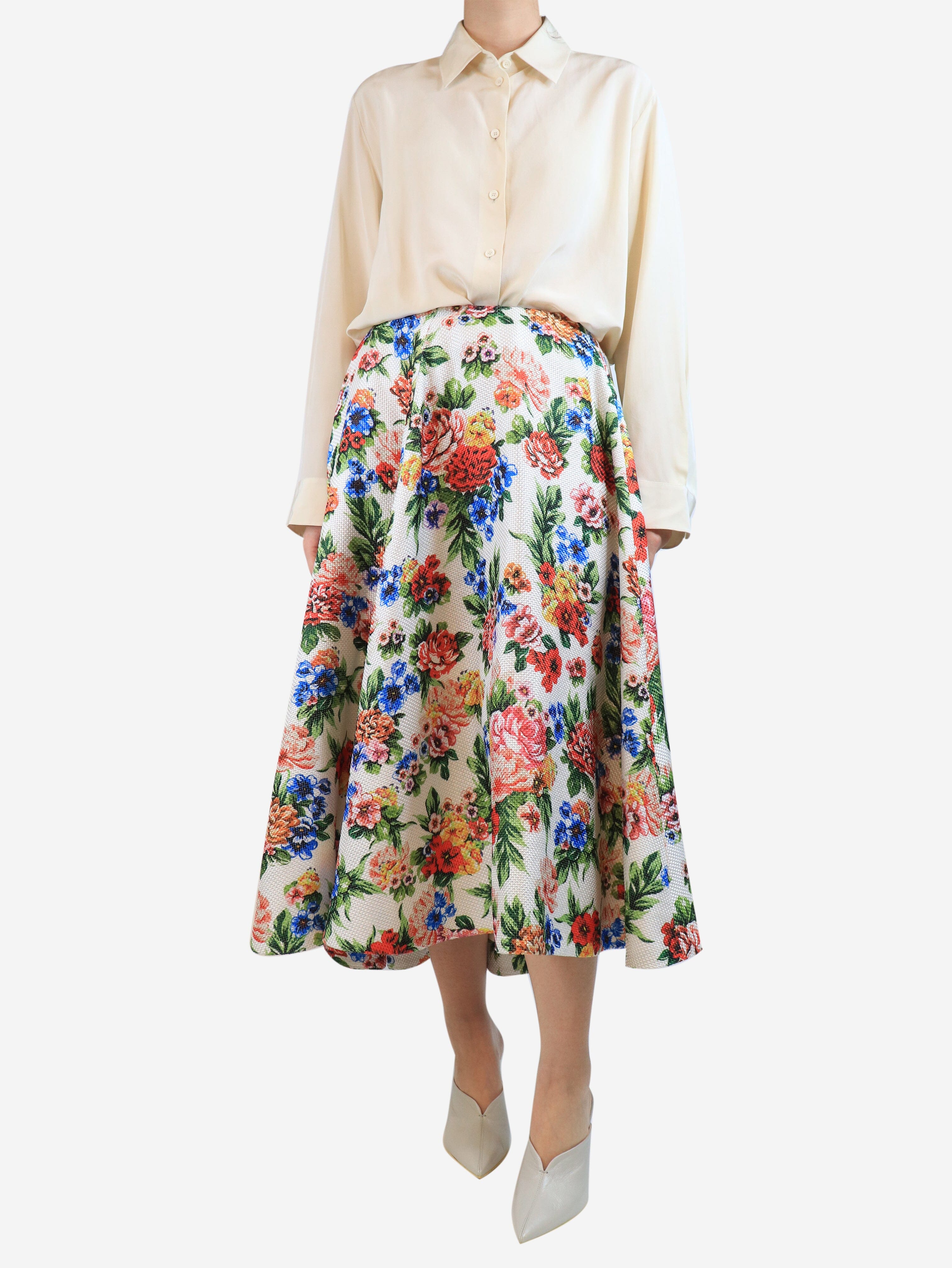 White heavyweight floral skirt - size UK 12 Skirts Emilia Wickstead 
