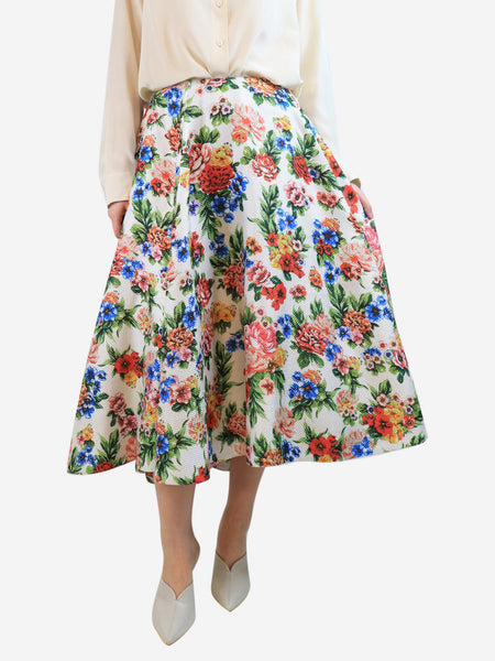 White heavyweight floral skirt - size UK 12 product image