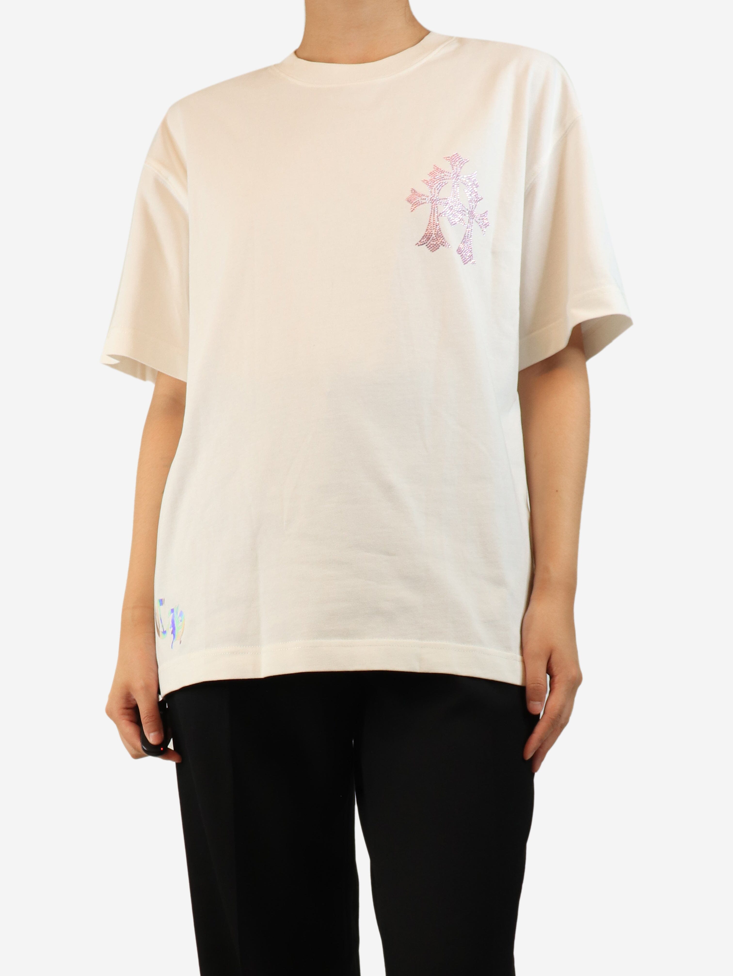 White short-sleeved embellished t-shirt - size S Tops Chrome Hearts 