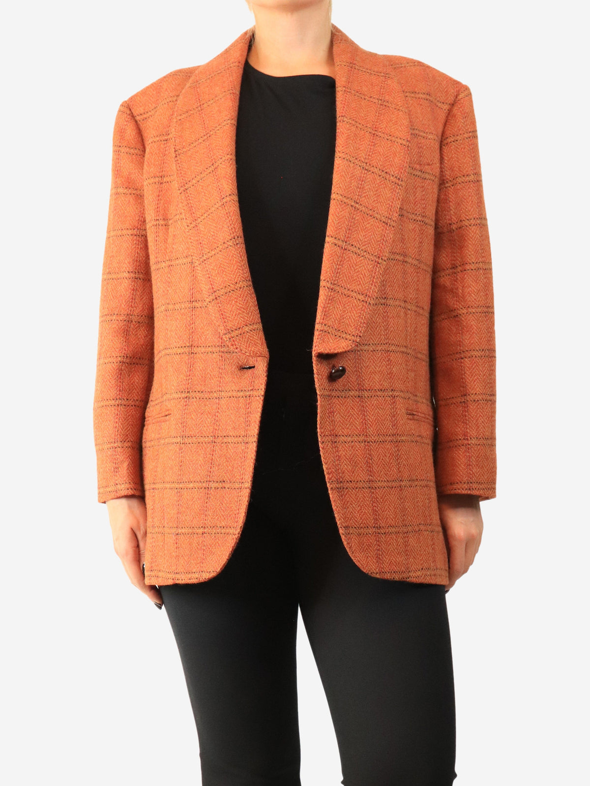 Rust orange Mineta checkered blazer - size UK 10 Coats & Jackets Weekend Max Mara 