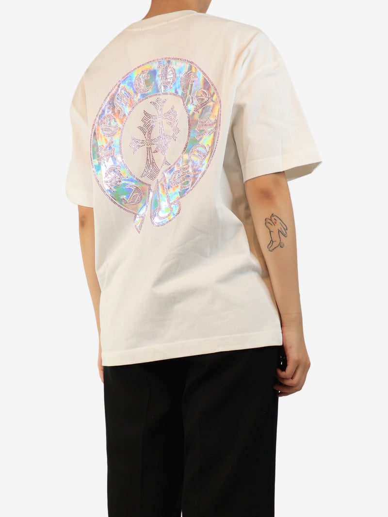 White short-sleeved embellished t-shirt - size S Tops Chrome Hearts 