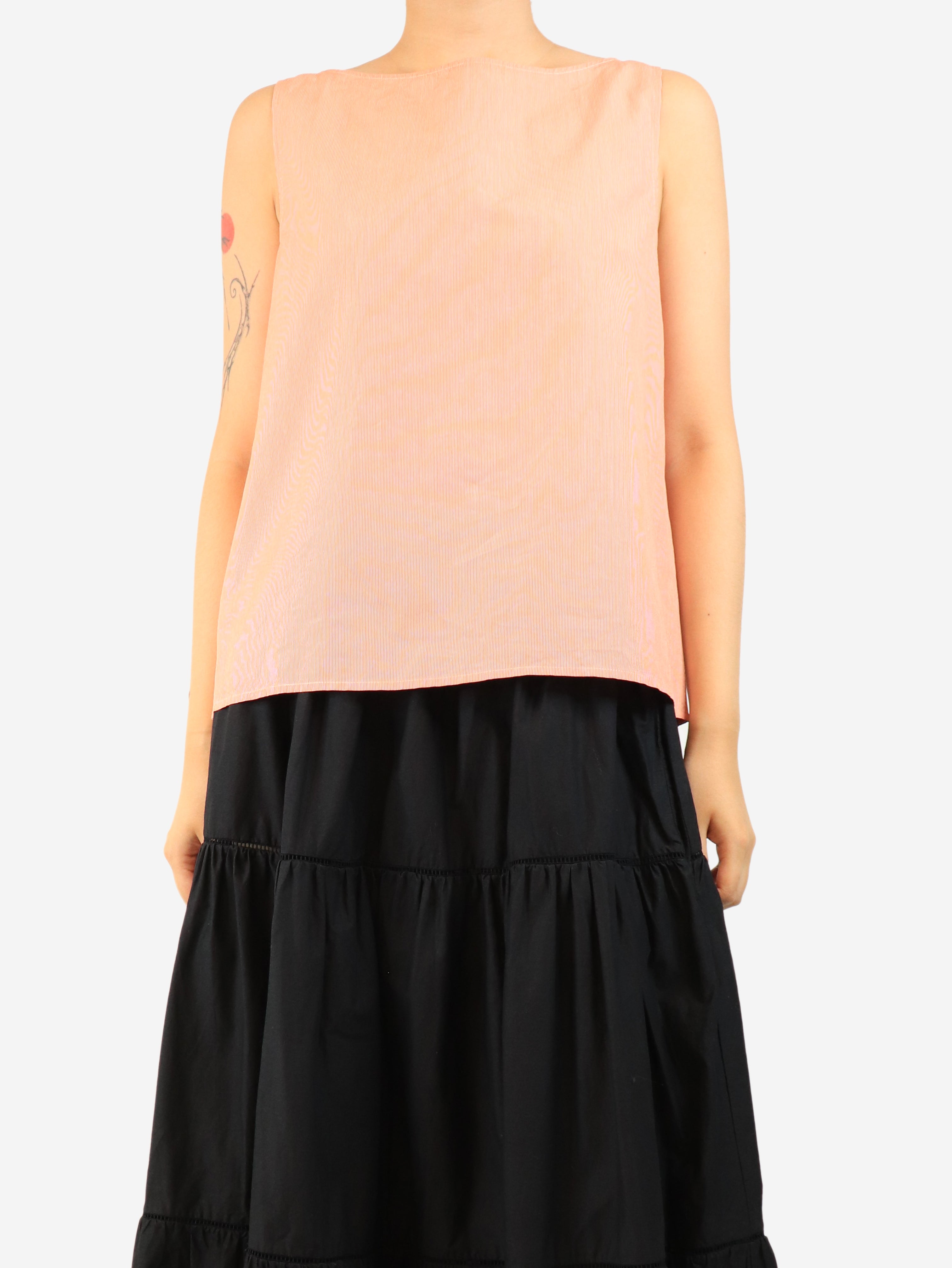 Red cotton stripe top - size L