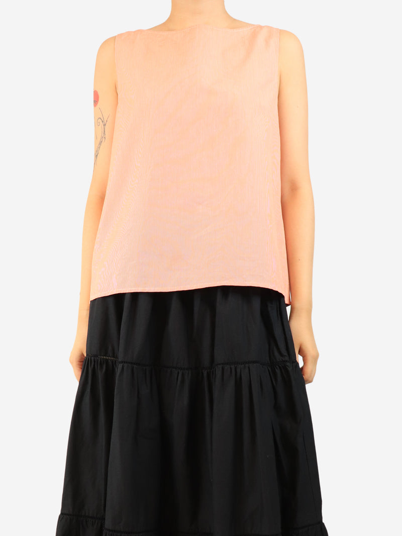 Red cotton stripe top - size L