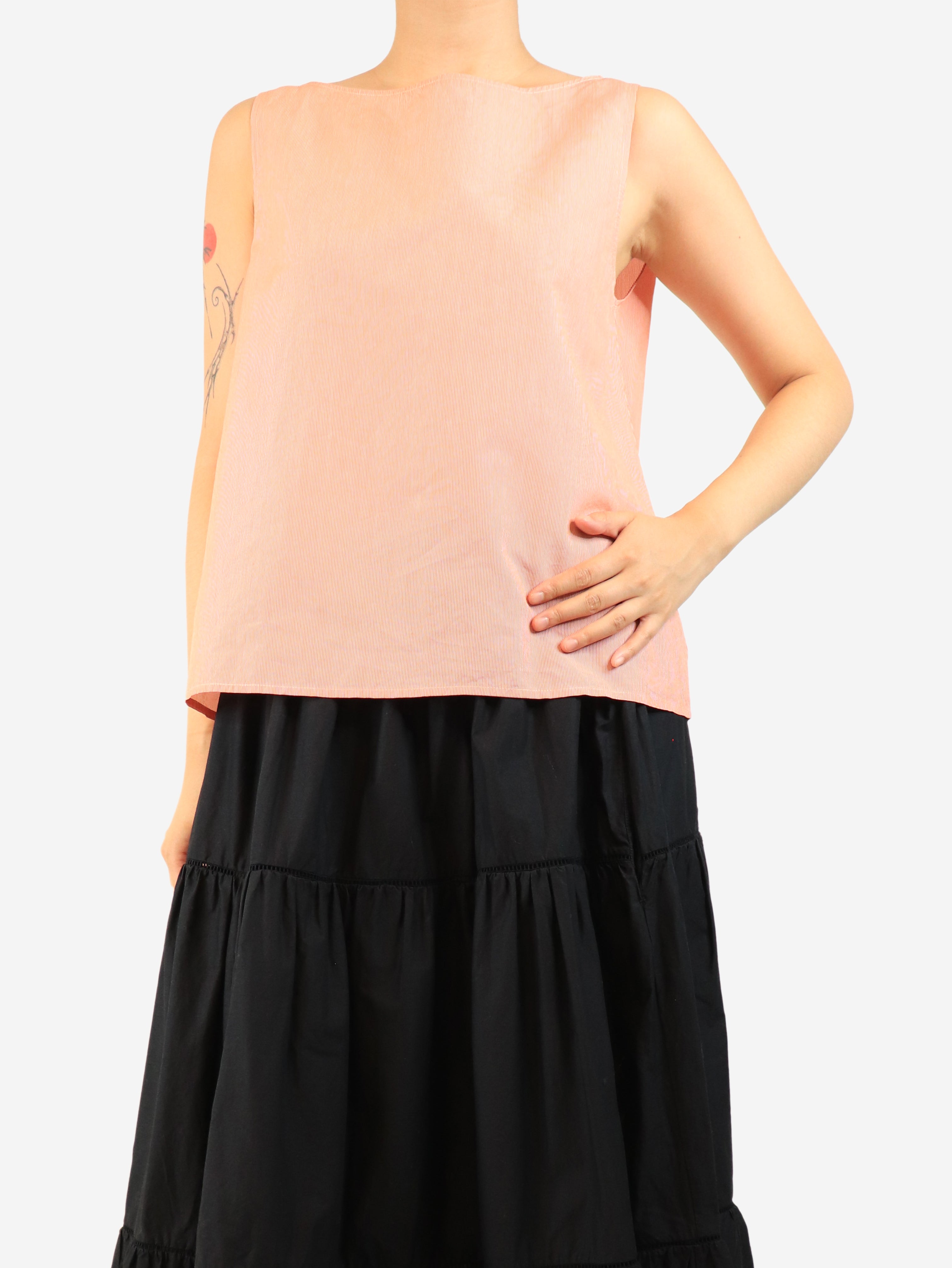 Red cotton stripe top - size L