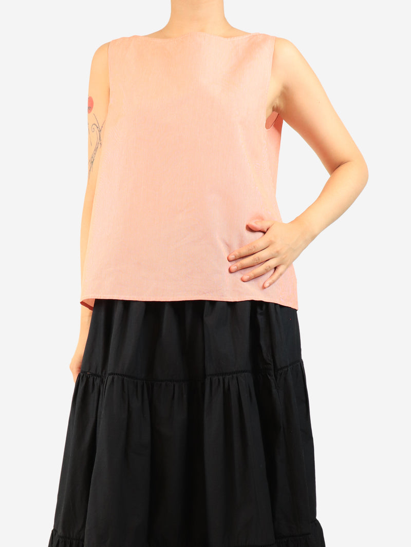 Red cotton stripe top - size L