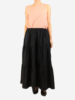 Black tiered maxi skirt - size L