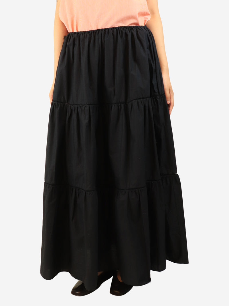 Black tiered maxi skirt - size L