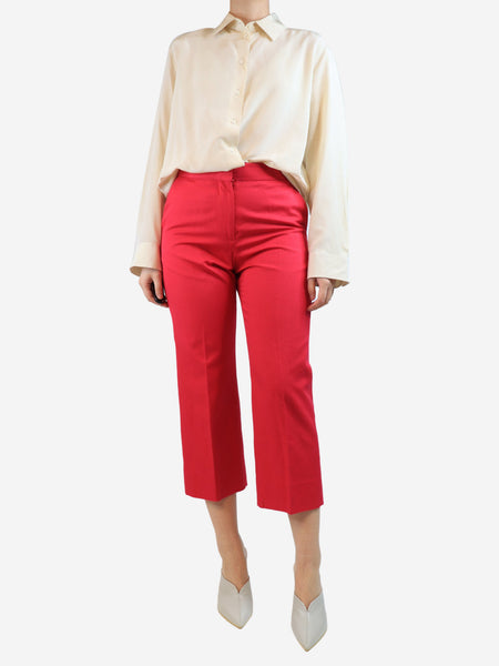 Pink cotton-blend trousers - size UK 10 alternate image