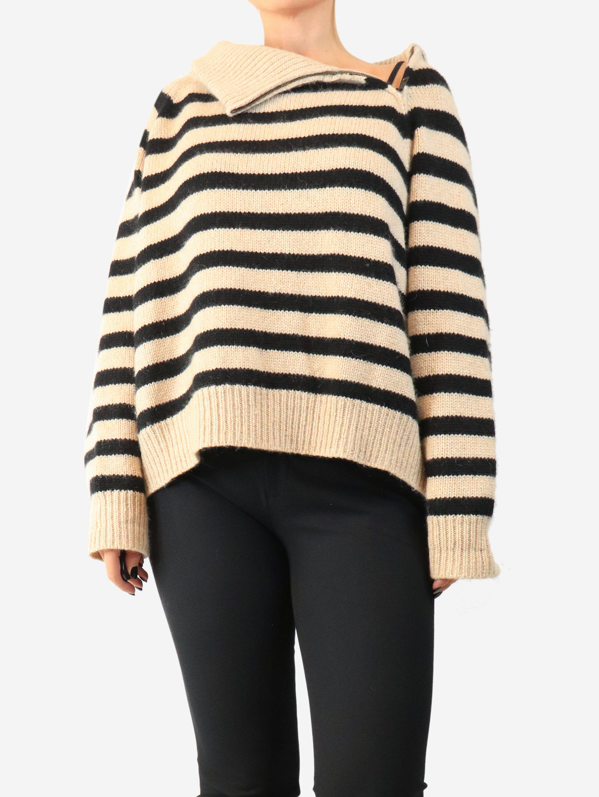 Black and oatmeal Raelynn striped sweater - size M Knitwear Nili Lotan 
