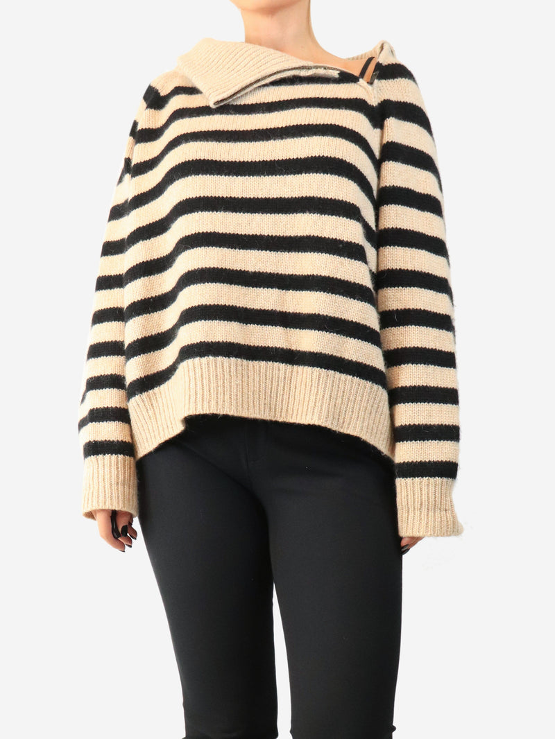 Black and oatmeal Raelynn striped sweater - size M Knitwear Nili Lotan 
