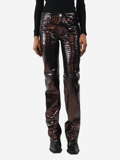 Brown metallic croc embossed trousers - size UK 4 Trousers The Attico 