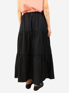 Black tiered maxi skirt - size L
